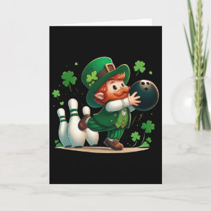 Carte Lutin jouant au bowling jour de la Saint-Patrick t