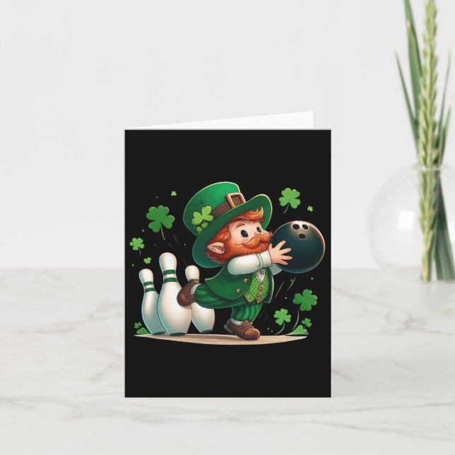 Carte Lutin jouant au bowling jour de la Saint-Patrick t (Devant)