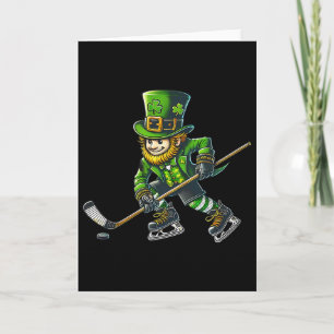 Carte Lutin jouant au hockey jour de la Saint-Patrick sp