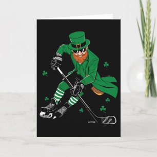 Carte Lutin jouant au hockey jour de la Saint-Patrick sp
