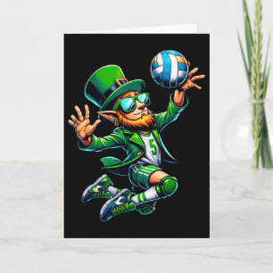 Carte Lutin jouant au volley St Patrick's Day Sport
