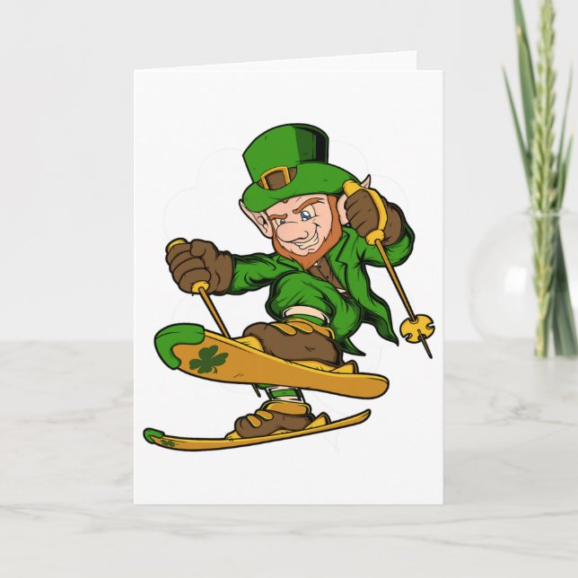 Carte Lutin skieur de la Saint-Patrick Ski  (Devant)