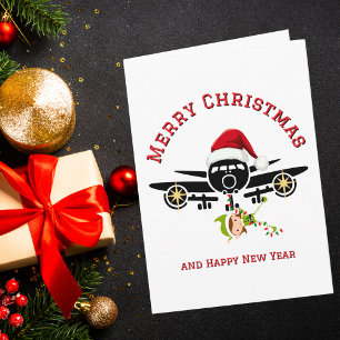 Carte Lutine Elfe sautant dans Avion & Photo Noël person
