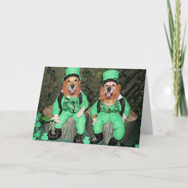 Carte Lutins chanceux de golden retriever (Devant)
