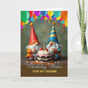 Carte Lutins d'anniversaire avec ballons et gâteau