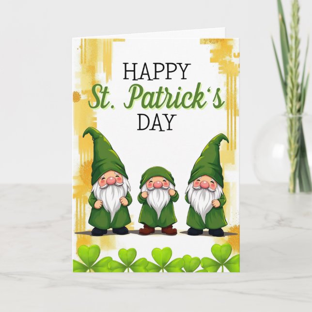 Carte Lutins verts espiègles Shamrocks Fête de la Saint- (Devant)