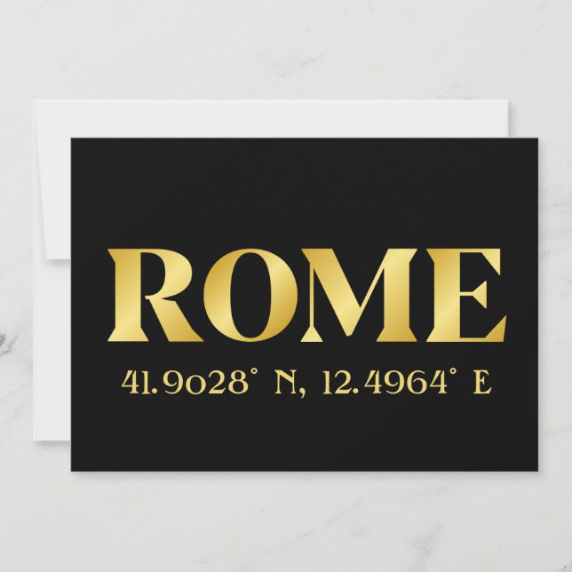 Carte Lux Gold Rome Latitude & Longitude Salutation (Devant)
