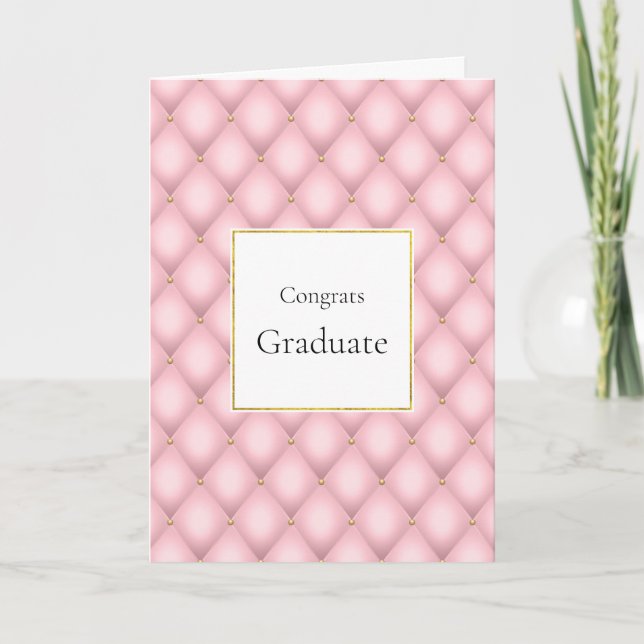 Carte Luxe Pink Tufted Diamond Motif Graduation (Devant)