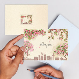 Carte Luxe Riyadh Skyline Bougainvillea Mariage Merci