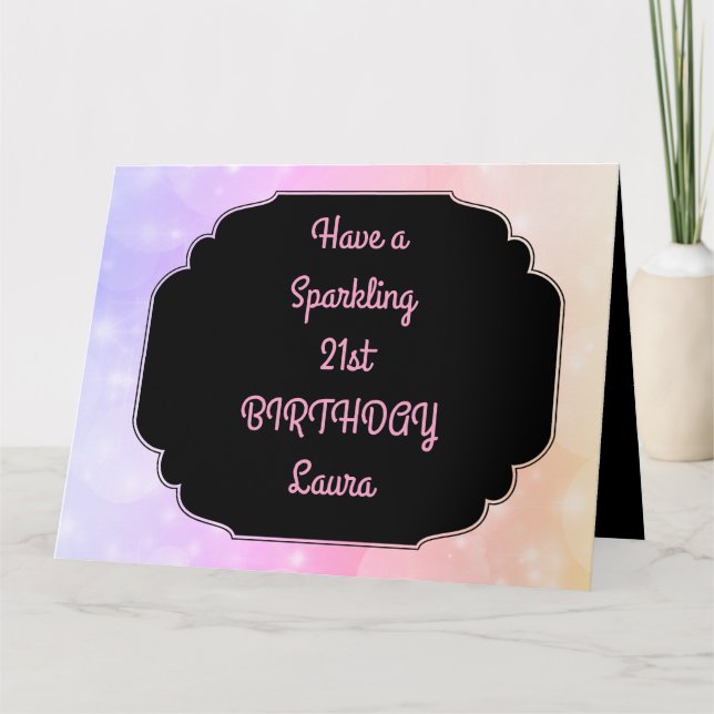 Carte Luxe rose Personnalisé 21e anniversaire (Devant)