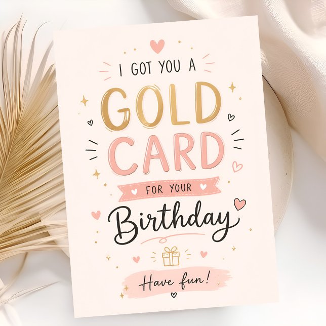 Carte Luxueux Anniversaire Mignon Or (Créateur téléchargé)