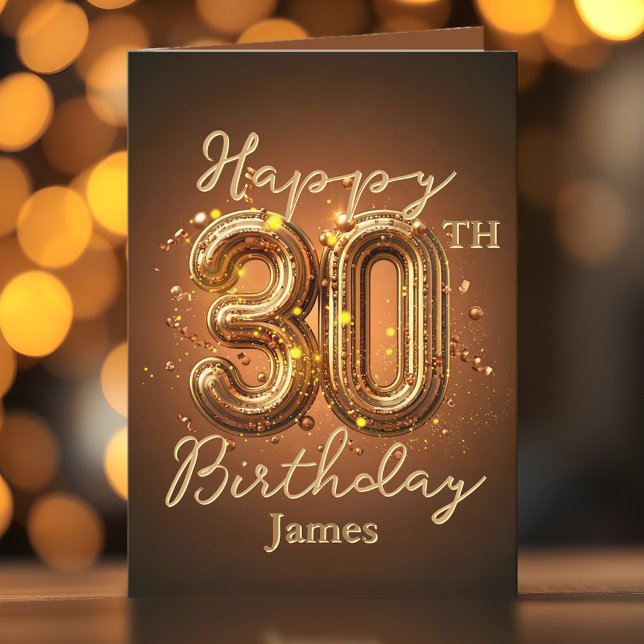 Carte Luxueux Elegant Gold et Brown 30e anniversaire (Créateur téléchargé)