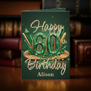 Carte Luxueux Emerald Green et Gold 60e anniversaire
