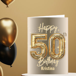Carte Luxueux Glam Gold et Diamond 50e anniversaire