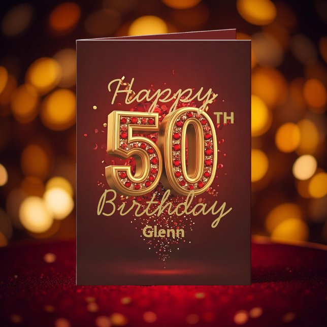 Carte Luxueux Gold et Deep Red Gemstone 50e anniversaire (Créateur téléchargé)