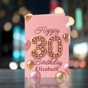 Carte Luxueux Sparkling Gold et rose 30e anniversaire