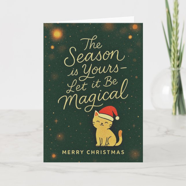 Carte Luxury Cozy Santa Cat Christmas Card (Devant)