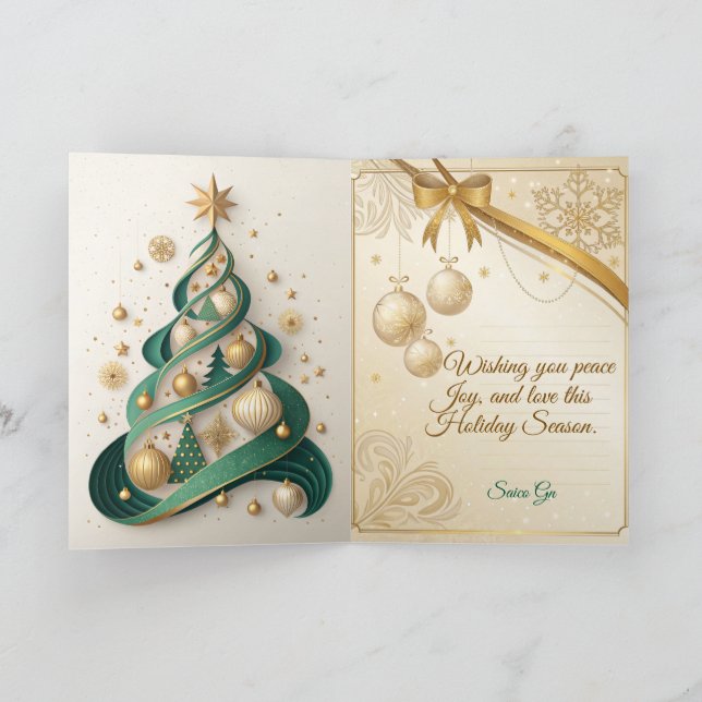 Carte Luxury Green and Gold Christmas (Intérieur)