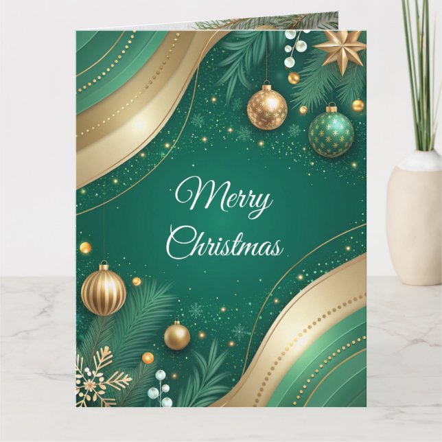 Carte Luxury Green and Gold Christmas Card  (Devant)