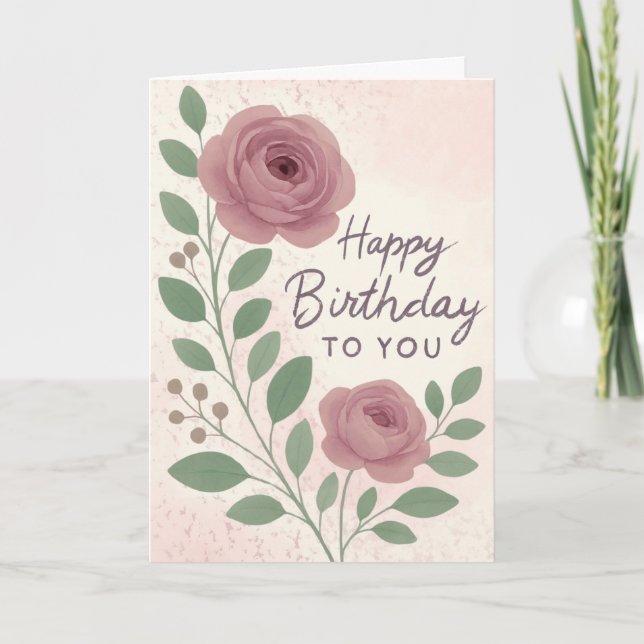 Carte Luxury Personalized Watercolor Floral (Devant)