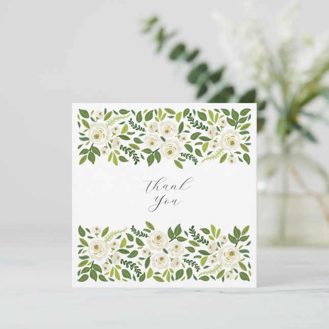 Carte Luxury White Rose Floral Frame  (Debout devant)