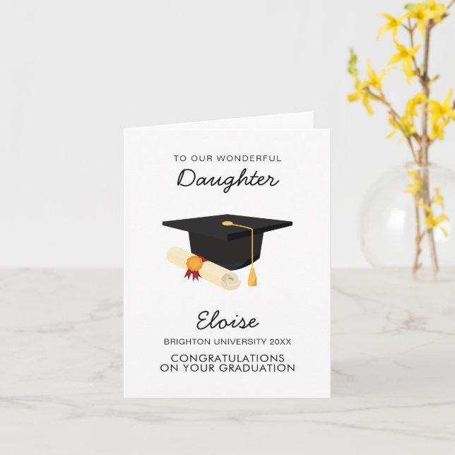 Carte Lycée Collège fille fête de diplôme cadeau cadeau (Fleur jaune)