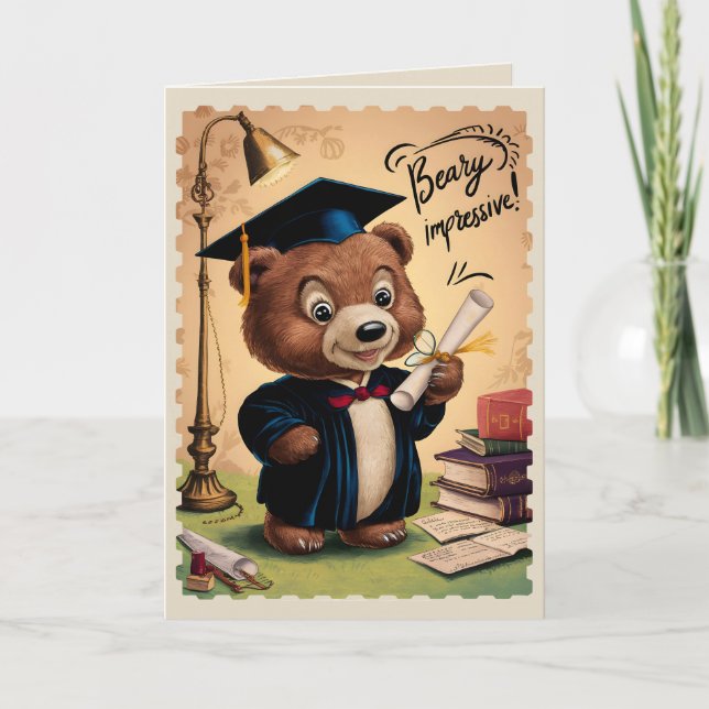 Carte Lycée Graduation Cute Bear personnalisée (Devant)