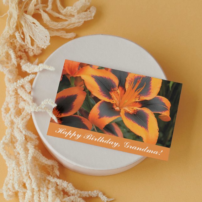 Carte Lys Asiatiques Orange Pour Anniversaire Floral Gra (In Situ)