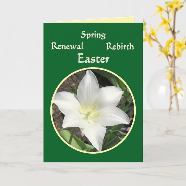 CARTE LYS BLANC / RENOUVEAU DE PÂQUES / PRINTEMPS HEUREU (Fleur jaune)