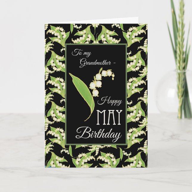 Carte Lys May Birthday Card, Noir : Grand-mère (Devant)