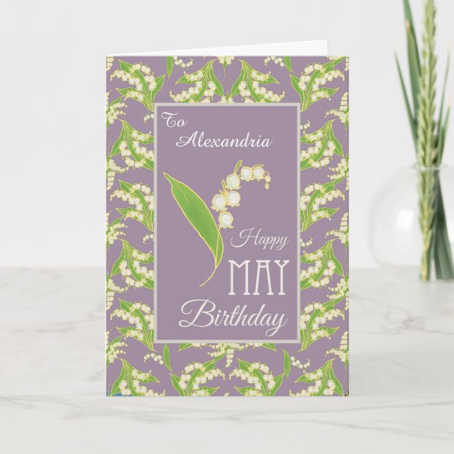 Carte Lys May Birthday Card to Personalize, Mauve (Devant)