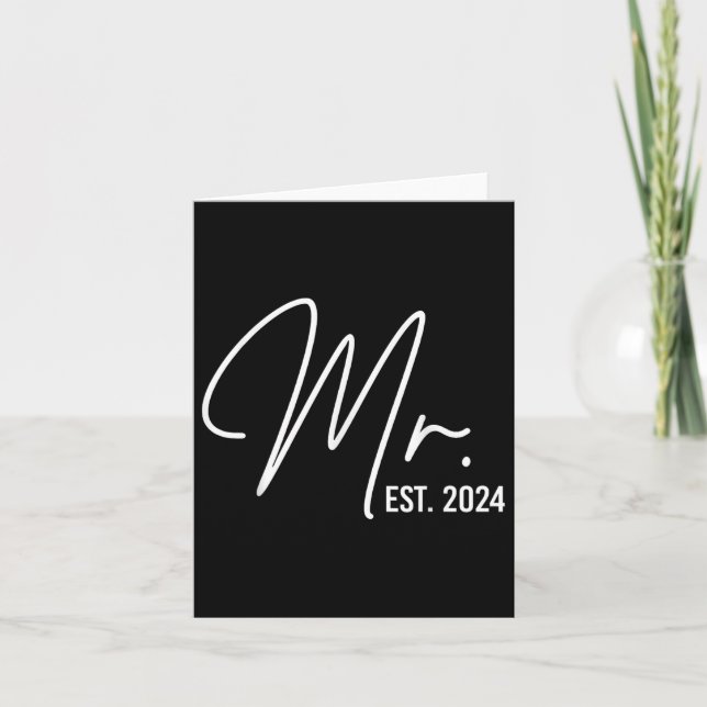 Carte M. Est. 2024 Juste Marié Mariage Hubby M. &amp ; (Devant)