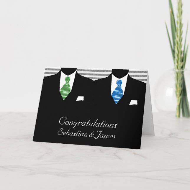 Carte M. et M., Mariage de Two Grooms Félicitations (Devant)