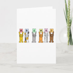 Carte M. et Mme la Mariage Félicitations Chats mignons