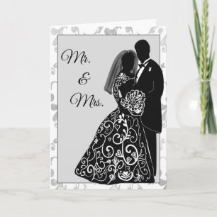 Carte M. et Mme Mariés Silhouette Félicitations