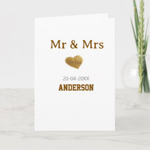 Carte M & Mme ajoutent un nom de famille cœur paillettes