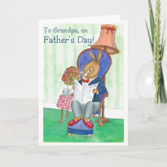 Carte M. Rabbit Father's Day Card pour Grandfather (Devant)