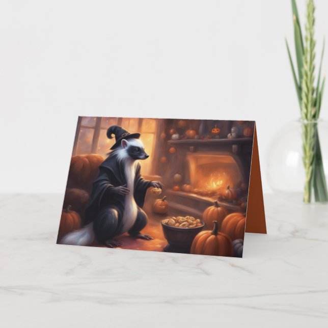 Carte M. Skunk se prépare pour la salutation d'Halloween (Devant)