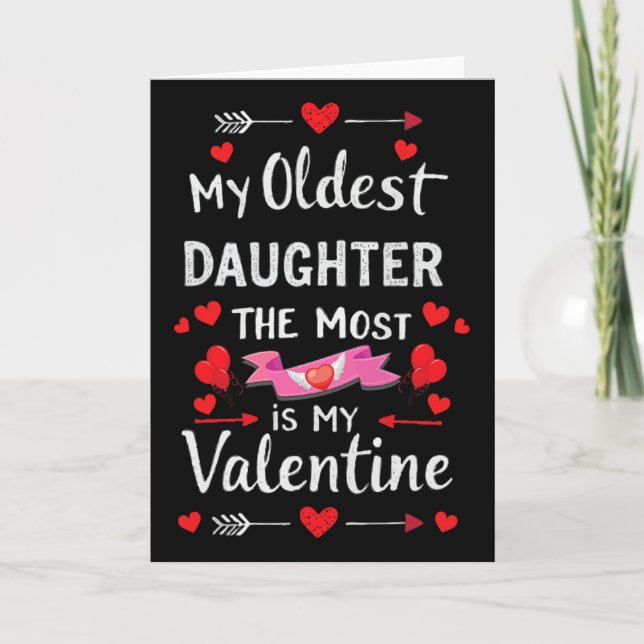 Carte Ma fille aînée est la plus ma Saint-Valentin pour  (Devant)