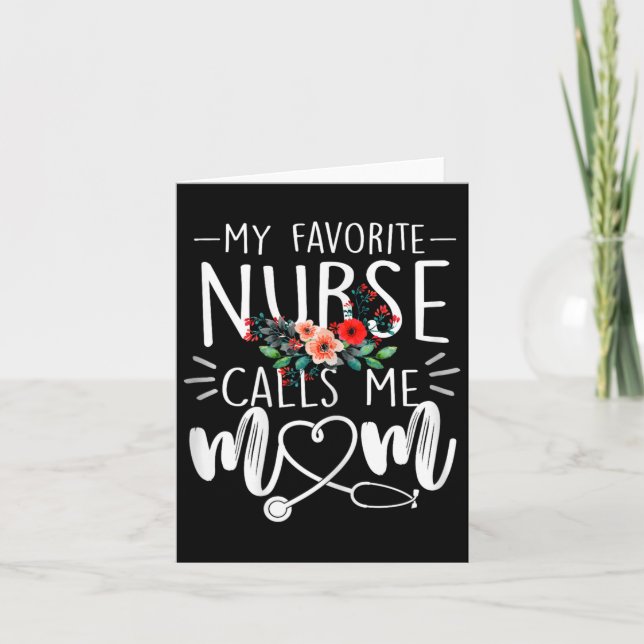 Carte Ma infirmière préférée m'appelle maman fleurs mign (Devant)