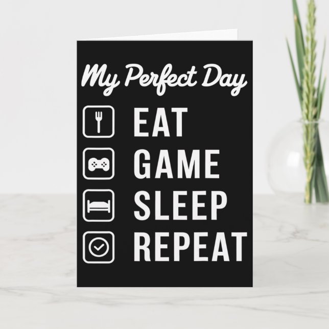 Carte Ma journée parfaite Manger Jeu Dormir Répéter Conc (Devant)