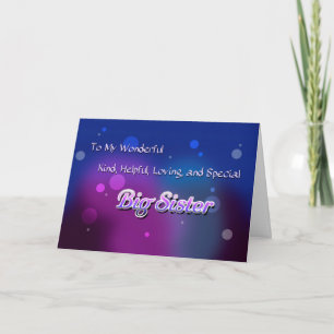 Carte Ma Merveilleuse Grande Soeur (anniversaire)