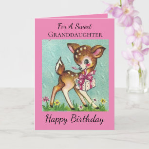 Carte Ma petite-fille Vintage bébé Cerf Anniversaire