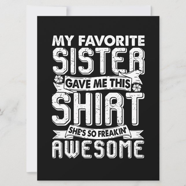 Carte Ma sœur préférée m'a donné cette chemise frère enf (Devant)