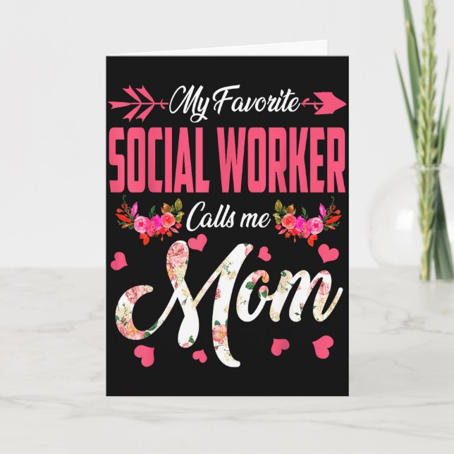 Carte Ma travailleuse sociale préférée appelle maman bon (Devant)