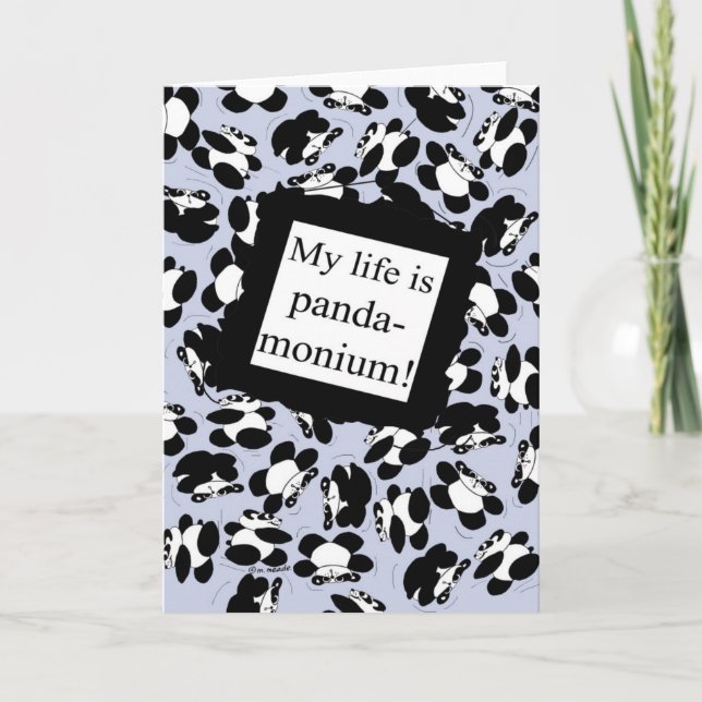 Carte Ma vie est panda-monium - bleu (Devant)