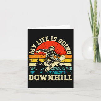 Carte Ma vie va à la descente Funny Retro Snowboard