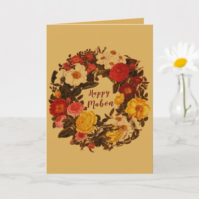 Carte Mabon Automne Equinox Wreath on Fall Gold (Petite plante)