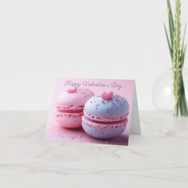 Carte Macaron avec cœurs Message de la Saint-Valentin (Devant)