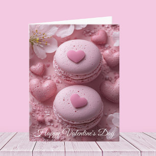 Carte Macarones roses avec coeur Salutation de Saint-Val